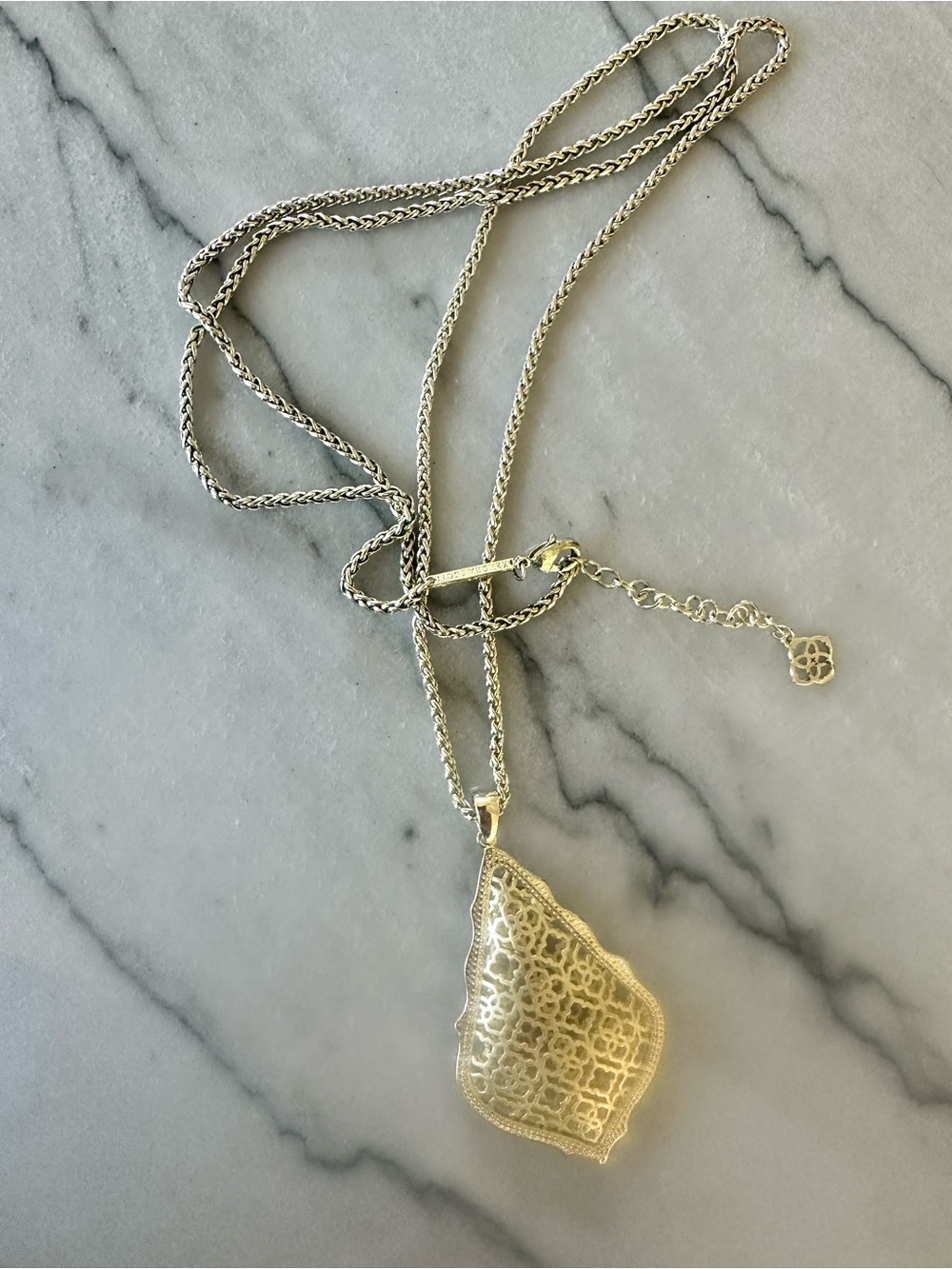 Kendra Scott Gold Filigree Teardrop Pendant Necklace